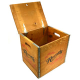 Vintage "RECORDS" WOODEN CRATE by GIDEON-ANDERSON Wood & Steel VINYL RECORD BOX