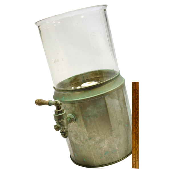 Vintage FOLK ART AQUARIUM or PUNCH BOWL? Homemade 3-GAL PYREX + COPPER BASE Odd!