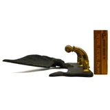 Vintage CAST IRON & BRASS COAT RACK Perched Eagle 3-HOOKS Wall-Mounted PATINA!!