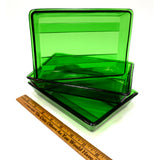 Vintage EMERALD GREEN GLASS Film Photography DEVELOPING TRAYS Lot of 3 VERY RARE