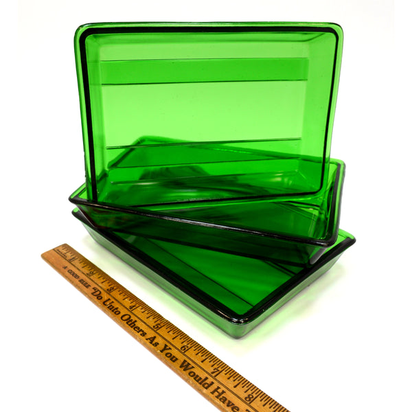 Vintage EMERALD GREEN GLASS Film Photography DEVELOPING TRAYS Lot of 3 VERY RARE