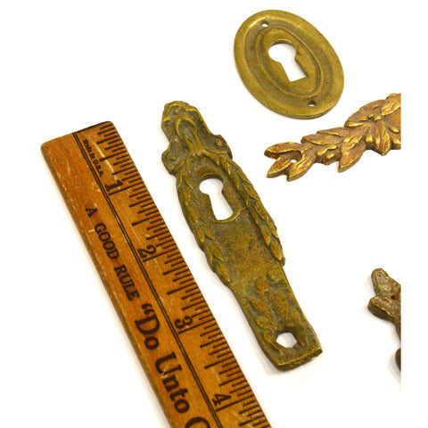 Antique BRASS/BRONZE ESCUTCHEON Lot of 6 Vertical & Horizontal KEYHOLE COVERS!!