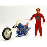 Vintage EVEL KNIEVEL (Evil) ACTION FIGURE Lot of 3 Figures + BLUE CHOPPER c.1972