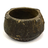 Ancient PRE-COLUMBIAN STEATITE BOWL Black Stone CARVED SOAPSTONE Nubs/Ribbed BC?