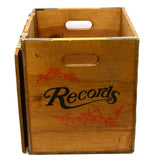Vintage "RECORDS" WOODEN CRATE by GIDEON-ANDERSON Wood & Steel VINYL RECORD BOX