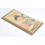 Vintage BIRTHDAY GREETING CARD Unused! CUTE VICTORIAN GIRL Inkwell & Feather Pen