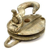 Vintage 10-TON SNATCH BLOCK Heavy Duty SINGLE SHEAVE 10x1" Wheel MILITARY? Huge!