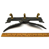 Vintage CAST IRON & BRASS COAT RACK Perched Eagle 3-HOOKS Wall-Mounted PATINA!!