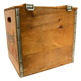 Vintage "RECORDS" WOODEN CRATE by GIDEON-ANDERSON Wood & Steel VINYL RECORD BOX