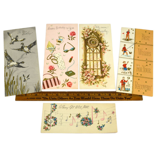 Vintage GREETING CARD Lot; 5 Blank Cards HAPPY BIRTHDAY Best Wishes SYMPATHY ++