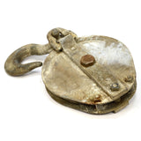 Vintage 10-TON SNATCH BLOCK Heavy Duty SINGLE SHEAVE 10x1" Wheel MILITARY? Huge!