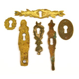 Antique BRASS/BRONZE ESCUTCHEON Lot of 6 Vertical & Horizontal KEYHOLE COVERS!!