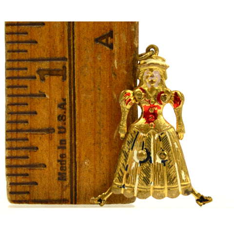 Antique VICTORIAN 'MOTHER-LADY-GIRL' CHARM for Bracelet ARTICULATED Gold-Gilded