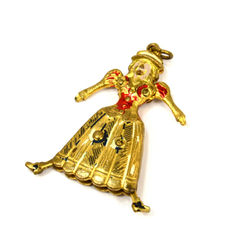 Antique VICTORIAN 'MOTHER-LADY-GIRL' CHARM for Bracelet ARTICULATED Gold-Gilded