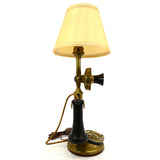 Antique KELLOGG BRASS CANDLESTICK ROTARY PHONE Folk Art Conversion to TABLE LAMP