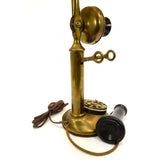 Antique KELLOGG BRASS CANDLESTICK ROTARY PHONE Folk Art Conversion to TABLE LAMP