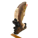 Antique CAST IRON ANDIRON FISH for Doorstop/Repurpose? JUMPING BASS Hand-Painted