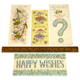 Vintage GREETING CARD Lot; 4 Blank Cards GET WELL SOON Happy Wishes CHEERY NOTE+