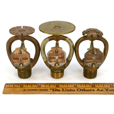 Vintage CENTRAL UPRIGHT SPRINKLER HEAD Lot of 3 Different BRASS HEADS! 1937-1954