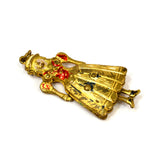 Antique VICTORIAN 'MOTHER-LADY-GIRL' CHARM for Bracelet ARTICULATED Gold-Gilded