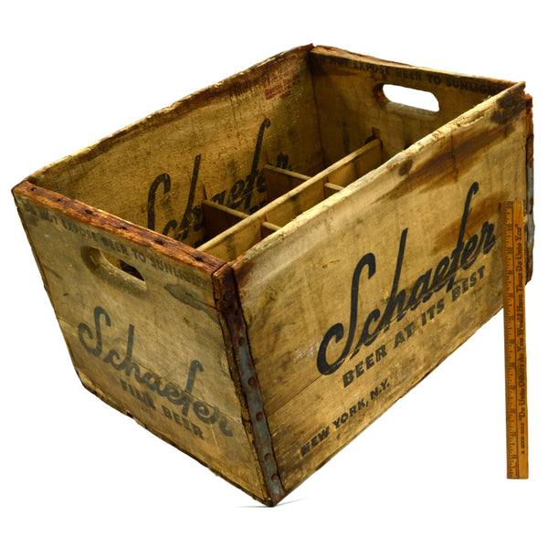 Vintage SCHAEFER "BEER AT ITS BEST" CRATE General Box c.1942 w/ 12 DIVIDED SLOTS