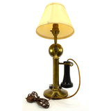 Antique KELLOGG BRASS CANDLESTICK ROTARY PHONE Folk Art Conversion to TABLE LAMP