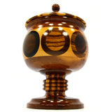 Gorgeous! TURNED WOOD PEASEWARE JAR Covered Urn PEDESTAL TREEN Acorn-like Shape