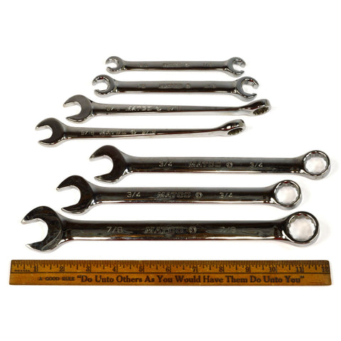 Excellent MIXED-TYPE WRENCH LOT of 7 MATCO SAE Combination FLARE NUT & Ergonomic