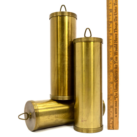 Antique GRANDFATHER CLOCK WEIGHT Lot 3 Brass Cylinder VIENNA WEIGHTS Unbranded