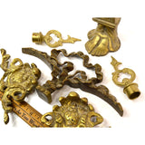 VTG/Antique BRASS/BRONZE/ORMOLU HARDWARE LOT Mixed Salvaged LAMP/CHEST/ETC PARTS