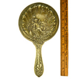 Antique GERMAN SILVER HAND MIRROR Dresser/Vanity VICTORIAN CHERUB Art Nouveau