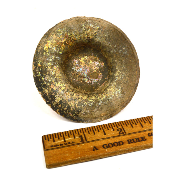 Ancient TERRACOTTA POTTERY VESSEL LID (Only) Heavy Iridescence! PRE-COLUMBIAN?