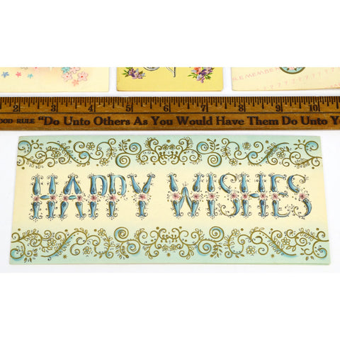 Vintage GREETING CARD Lot; 4 Blank Cards GET WELL SOON Happy Wishes CHEERY NOTE+