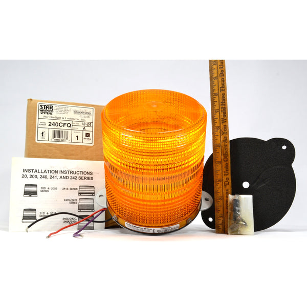 New in Box! STAR WARNING SYSTEMS Mo. 240CFQ STROBE LIGHT Color "A" Orange-Amber