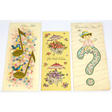 Vintage GREETING CARD Lot; 4 Blank Cards GET WELL SOON Happy Wishes CHEERY NOTE+