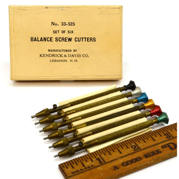 Vintage K&D No. 33-525 BALANCE SCREW CUTTERS Set of 6 in Box KENDRICK & DAVIS CO