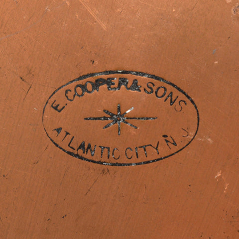Antique TINNED COPPER SKILLET Frying Pan SIGNED "E COOPER & SONS" Atlantic City