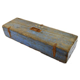 Antique HOMEMADE SAW TOOL BOX No. 468 Blue w/ CORBIN CABINET CO. PADLOCK Patina!