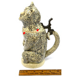 Antique GERMAN CHARACTER BEER STEIN Drunk HUNGOVER CAT #1000 Steinzeugwerke 19th