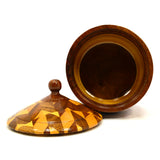 Gorgeous! TURNED WOOD PEASEWARE JAR Covered Urn PEDESTAL TREEN Acorn-like Shape
