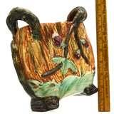 Vintage WELLER POTTERY "WARWICK" PATTERN PILLOW VASE 7.5" Footed & Handled c1920