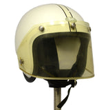 Vintage BUCO MOTORCYCLE HELMET White & Black Pinstripes OPEN FACE w/ FACE SHIELD