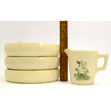 Antique WELLER POTTERY "ZONA" DUCK Lot of 4 BOWLS & CUP Child/Baby Dishes c.1920