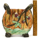 Vintage WELLER POTTERY "WARWICK" PATTERN PILLOW VASE 7.5" Footed & Handled c1920