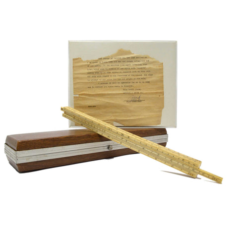 Antique BONE ENGINEERS SLIDE RULE So Rare! UNIDENTIFIED + Letter from V.P of K+E