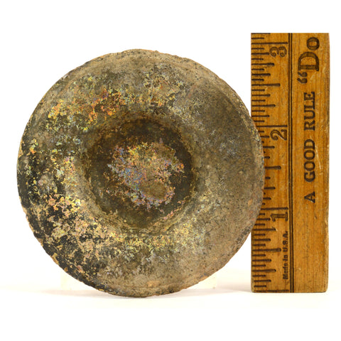 Ancient TERRACOTTA POTTERY VESSEL LID (Only) Heavy Iridescence! PRE-COLUMBIAN?