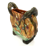 Vintage WELLER POTTERY "WARWICK" PATTERN PILLOW VASE 7.5" Footed & Handled c1920