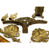 VTG/Antique BRASS/BRONZE/ORMOLU HARDWARE LOT Mixed Salvaged LAMP/CHEST/ETC PARTS