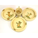 Antique WELLER POTTERY "ZONA" DUCK Lot of 4 BOWLS & CUP Child/Baby Dishes c.1920