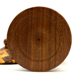Gorgeous! TURNED WOOD PEASEWARE JAR Covered Urn PEDESTAL TREEN Acorn-like Shape
